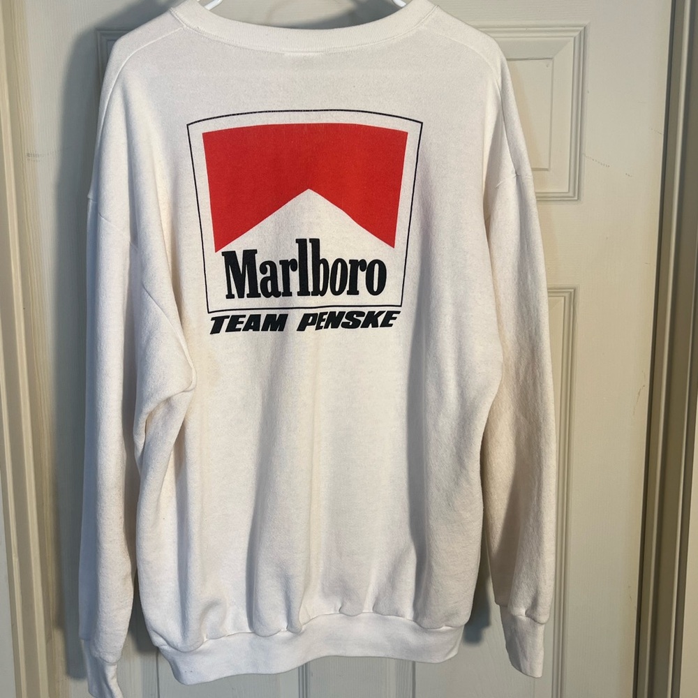 Vintage Marlboro Crewneck Sweater in White and Red Made In USA Tag